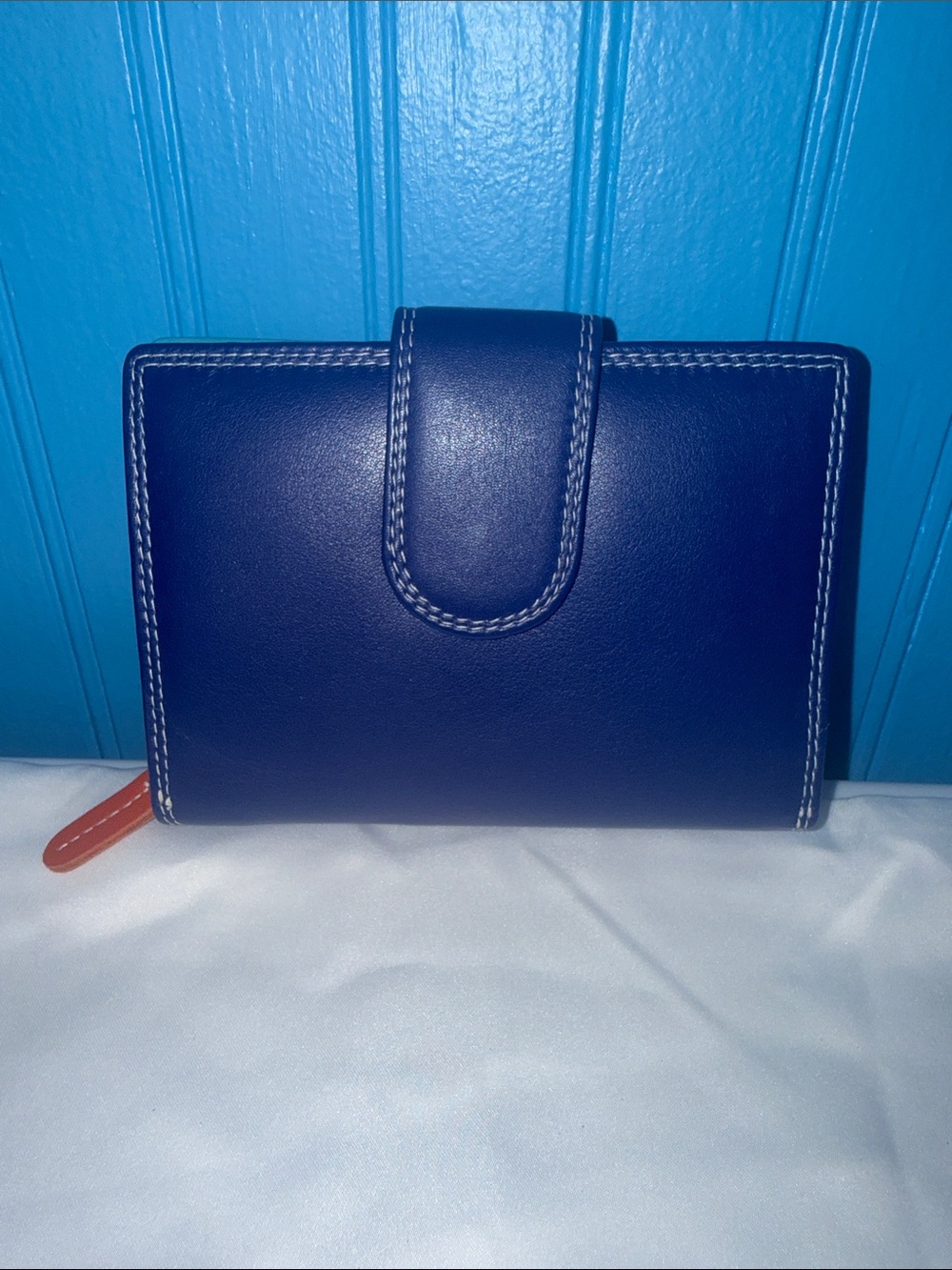 Gianni Conti - Vera Pelle, Italy, Color Block Leather Wallet w/Snap Tab & Zipper